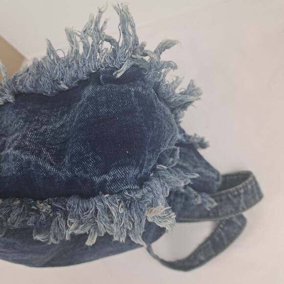 YAALI Denim Distressed Frayed Shoulder Tote Bag - Picture 10 of 16